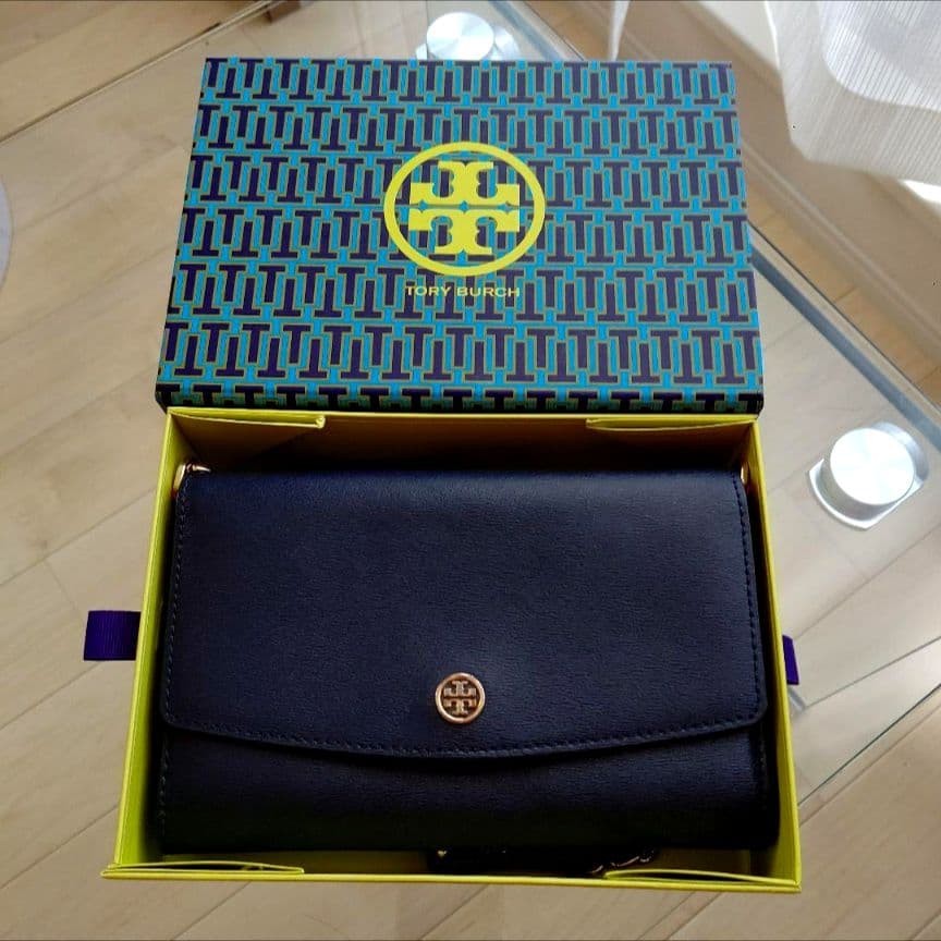 TORY BURCH ネイビー チェーンウォレット ショルダーバッグ 限定色