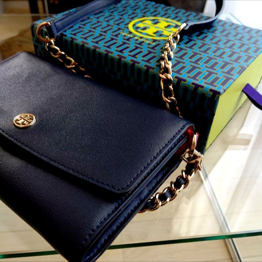 TORY BURCH ネイビー チェーンウォレット ショルダーバッグ 限定色
