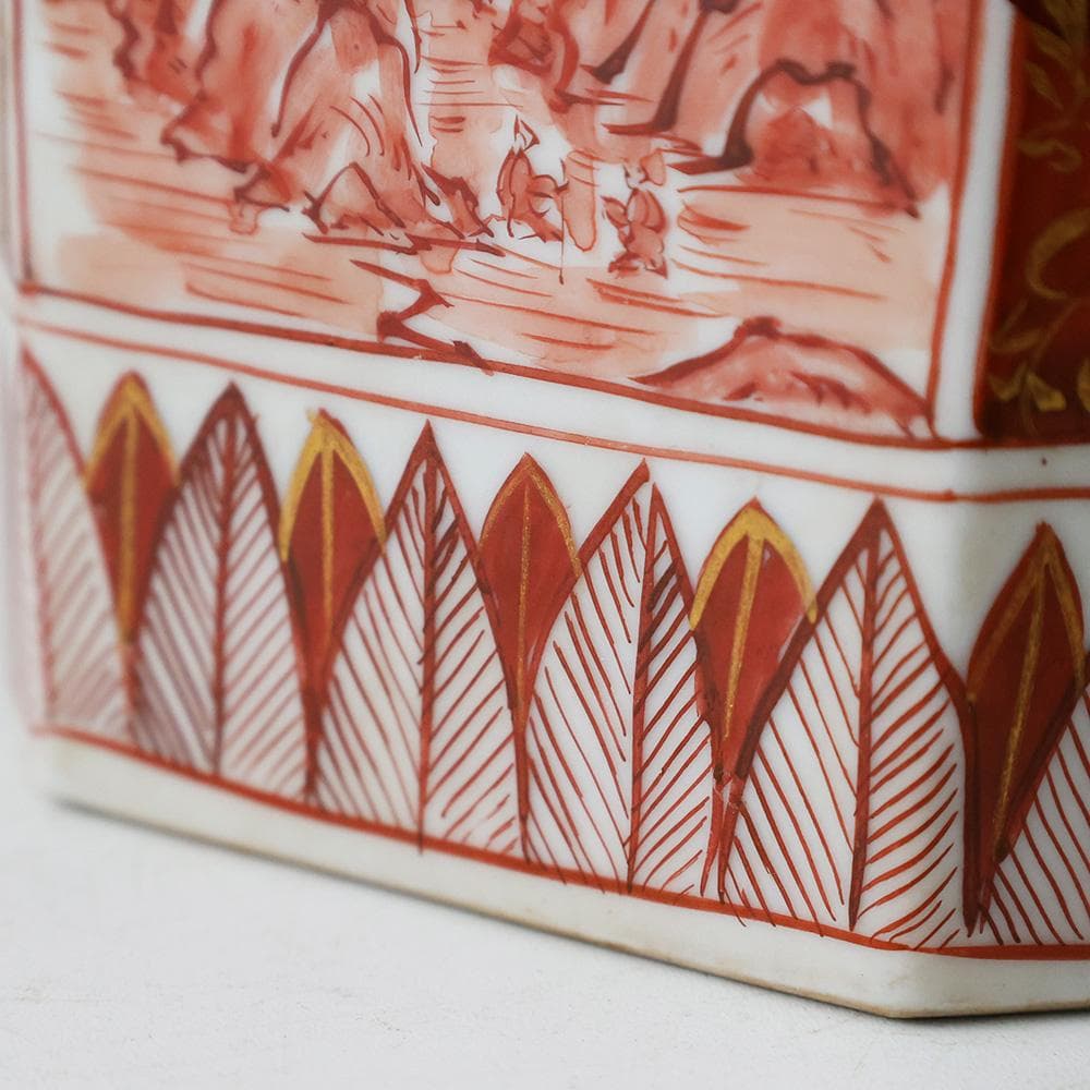 時代年代物 九谷焼 赤絵金彩 唐草 花鳥 楼閣図 水注 - メルカリ