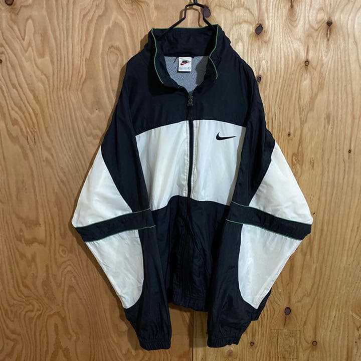 90s 白タグ ナイキ デカロゴ スウッシュ ナイロンジャケット ブラック