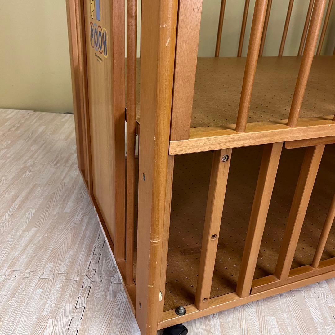 ☆除菌清掃済☆ カトージ くまのプーさん ベビーベッド ライトブラウン