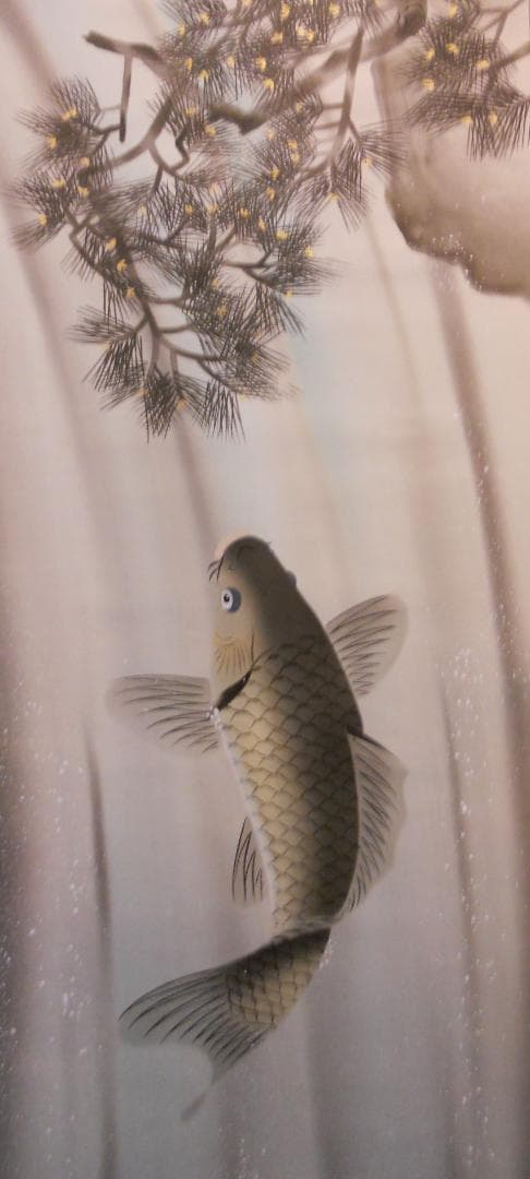 掛け軸 五十嵐春山 飛鯉 絹本 希少 軸装 茶道具 掛軸 美品 です。