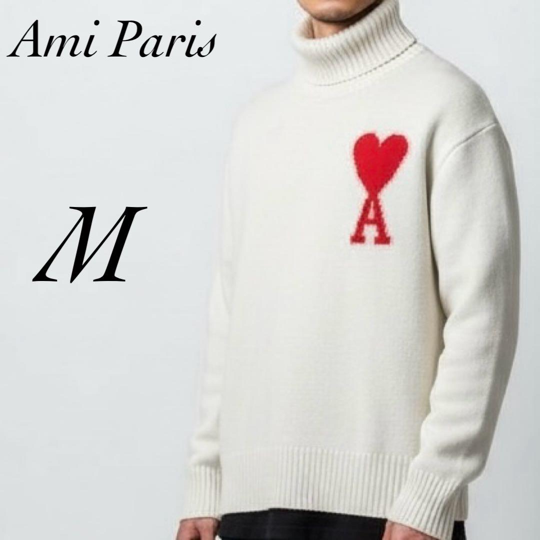 AMI PARIS ハートロゴ タートルネックニット M 厚手 ワンポイントロゴ AMI Alexandre Mattiussi ami paris アミパリス セーター BFUKS402 018
