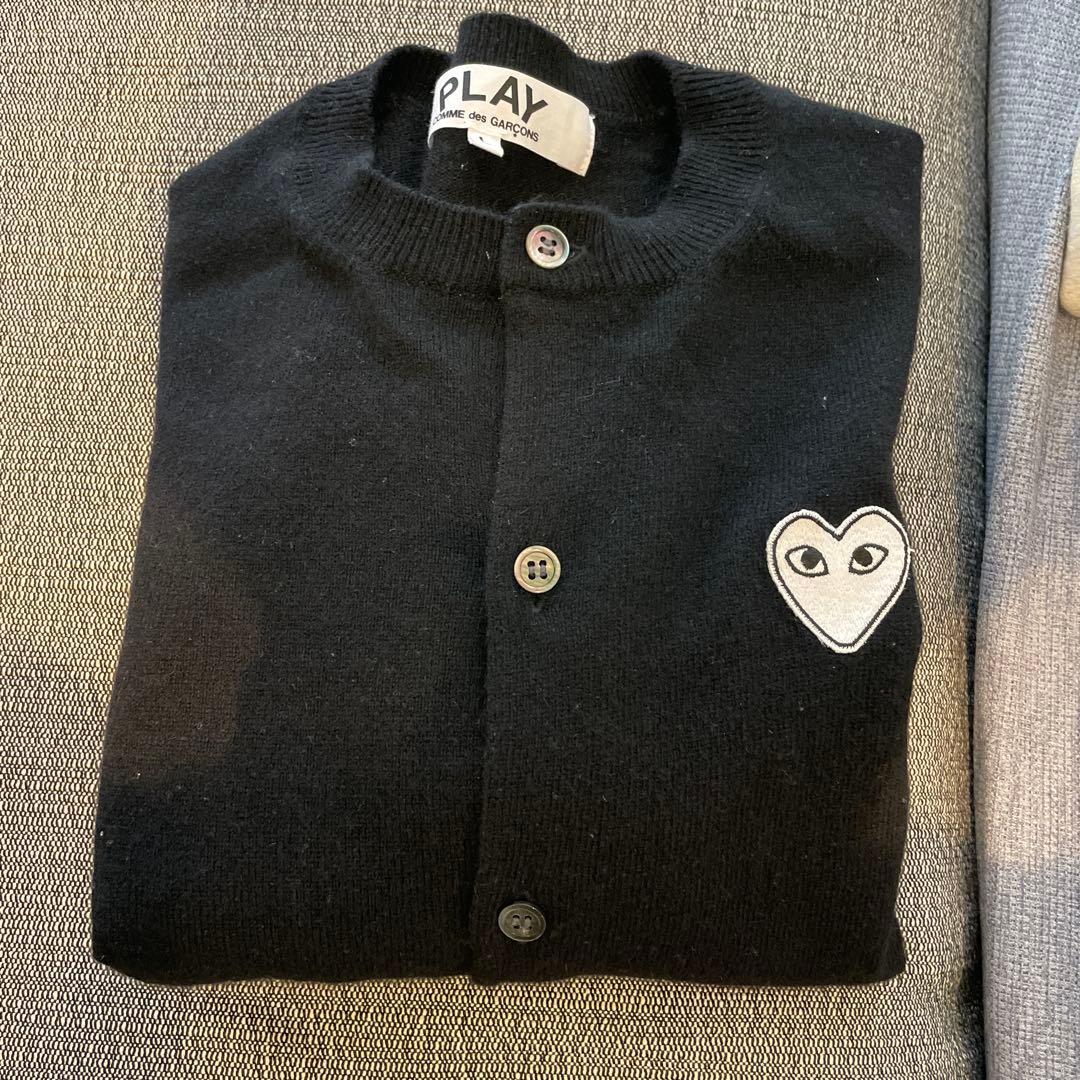 PLAY コムデギャルソン ニットカーディガン L パート刺繍ブラック