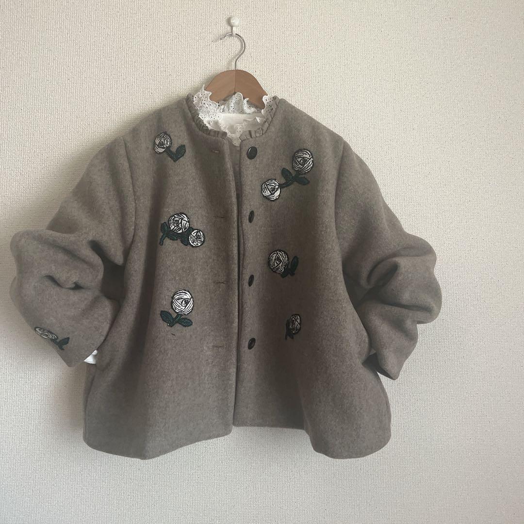 ミナペルホネン rosy モカ ウール ジャケット コート 総裏