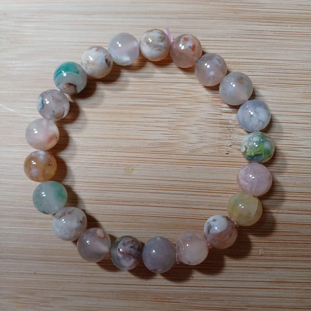 緑桜瑪瑙 天然石 ブレスレット 円形 約16cm - メルカリ