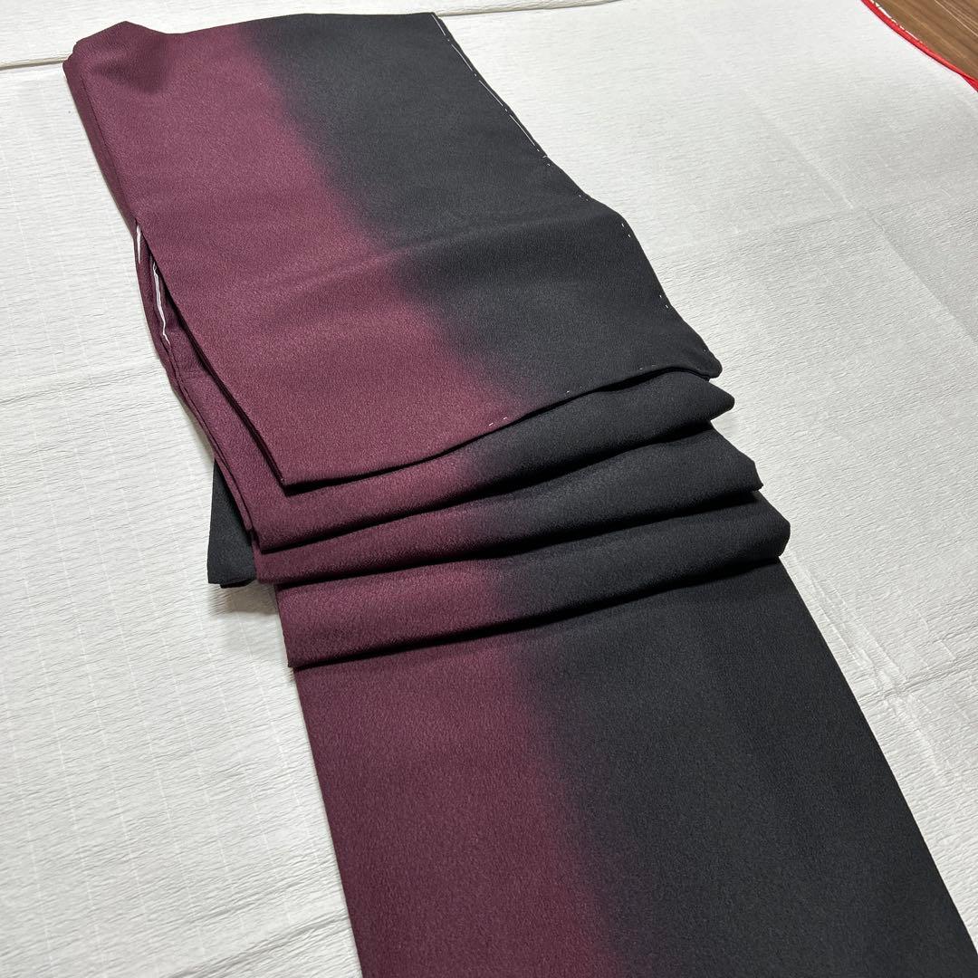 小紋の着物 紫と黒のグラデーション