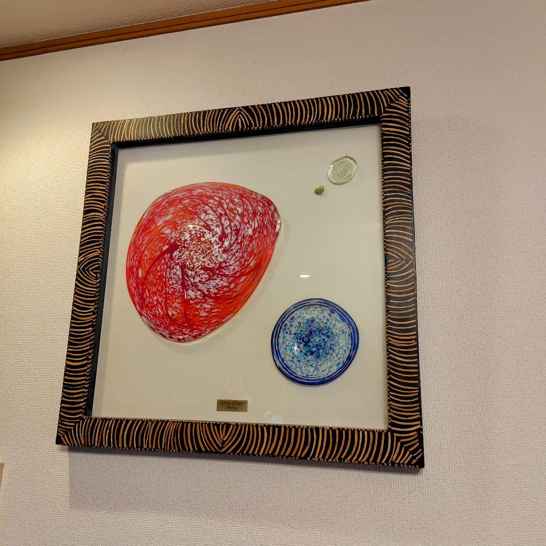 琉球ガラス 赤と青とグリーンの渦巻模様のガラスアート・屋我平尋作 Glass Studio 尋 「屋我 平尋」オンラインギャラリー | KILOTT うつわ