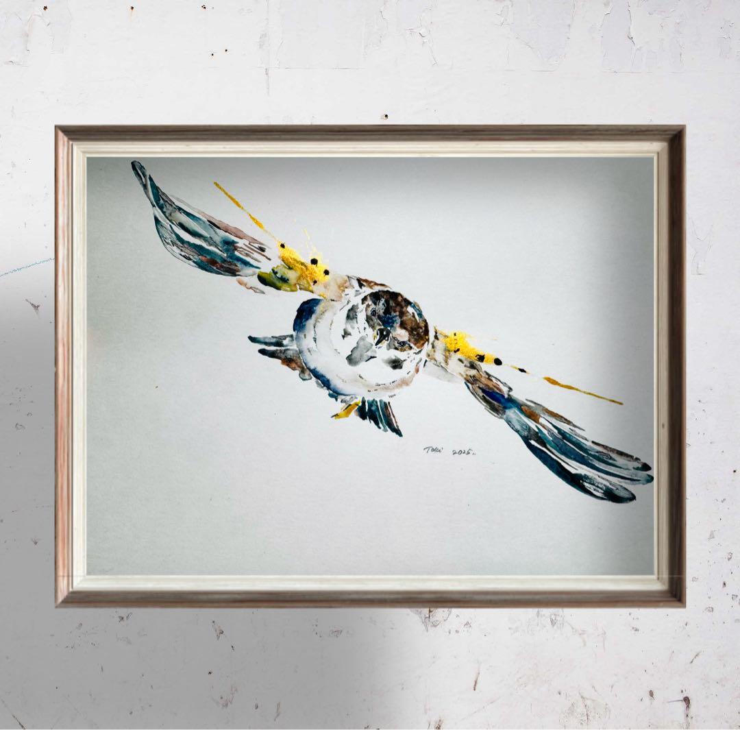 雀 スズメ 原画 額装済