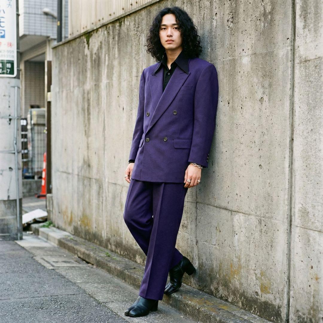 L☆VINTAGE☆パープル ダブルスーツ セットアップ☆80s☆菅田将暉 着用