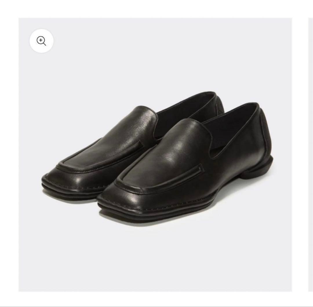 SHISEI シーセイ　SQUARE LOAFERS BLACK 36 Firenze Atelier Men's Matt Black Leather Square Toe Penny Loafers