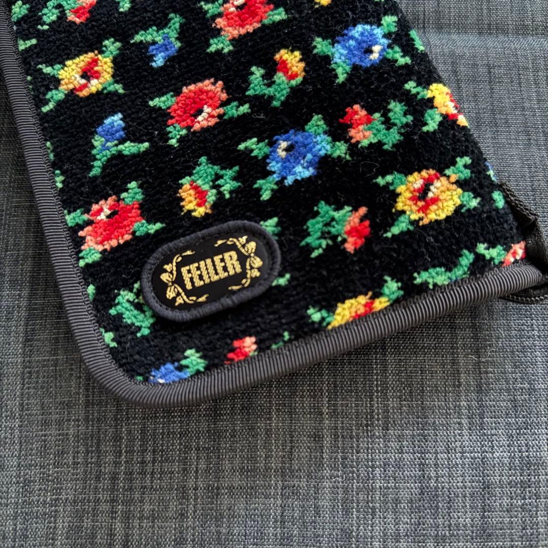 FEILER フェイラー お薬手帳ケース 花柄 ブラック 母子手帳 通帳ケース