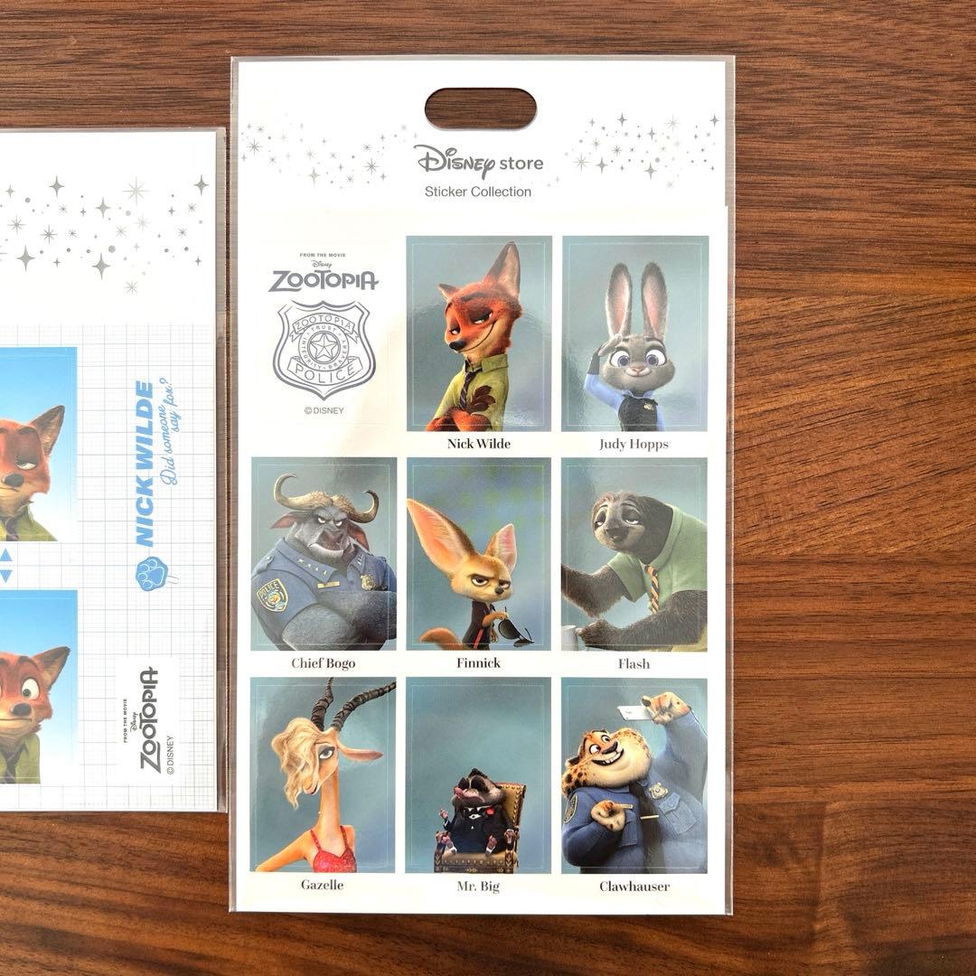 ニック証明写真風ステッカー、ズートピア卒業アルバム風ステッカー 2点