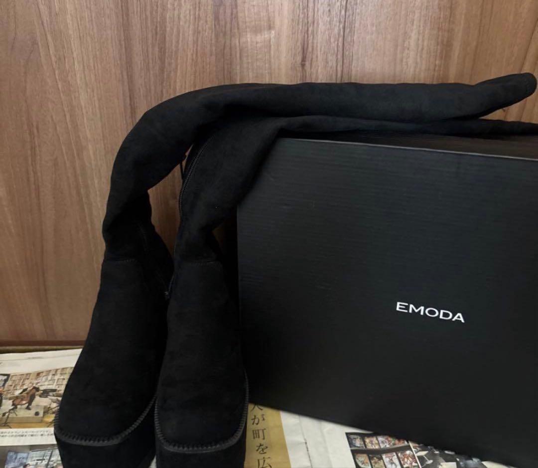 EMODA 黒 ニーハイブーツ プラットフォームヒール - メルカリ