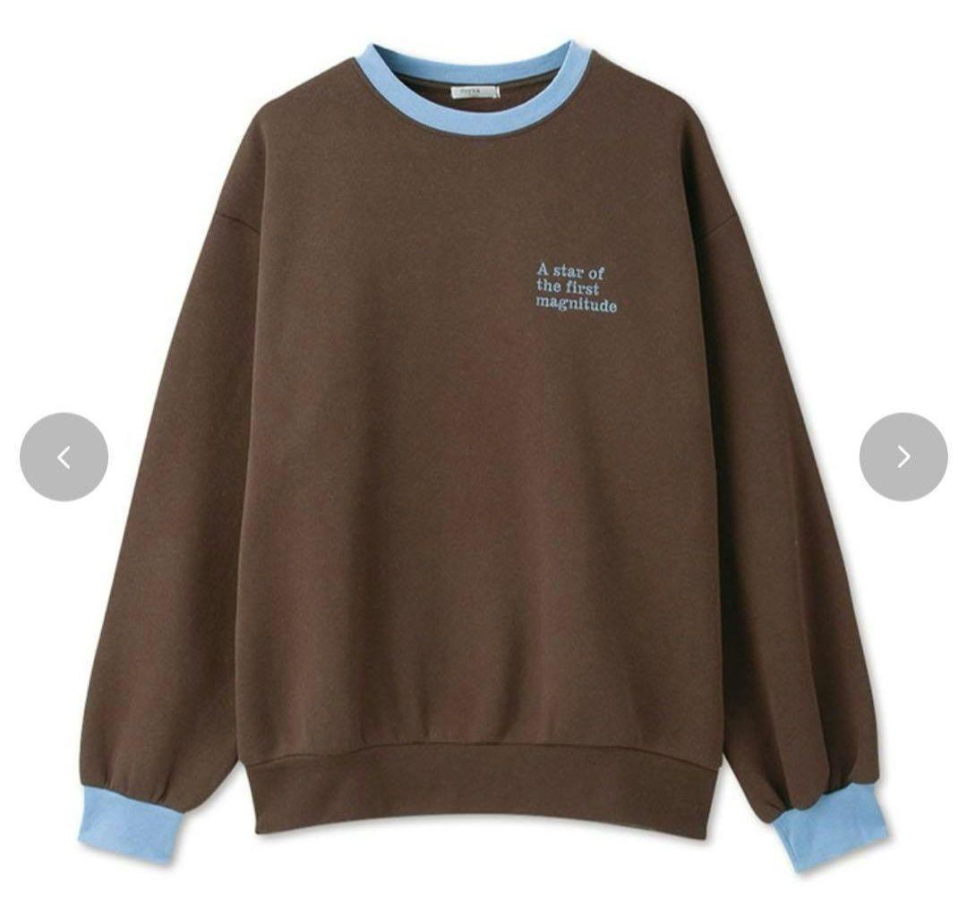 新品 しまむら 田中里奈 mysa 裏起毛 配色トレーナー ブラウン×ブルー