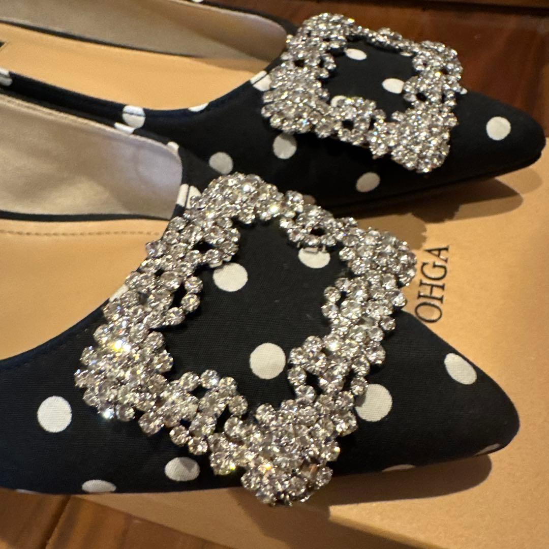 OHGA ビジュー付きフラットシューズ 23.5cm