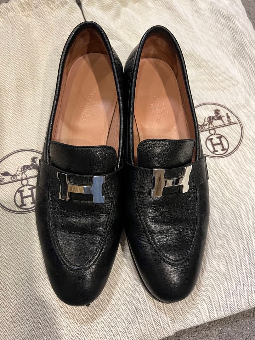 エルメス　HERMES レザー 黒 ローファー HERMES（エルメス） （未使用保管品）エルメス セリエ ビジネス