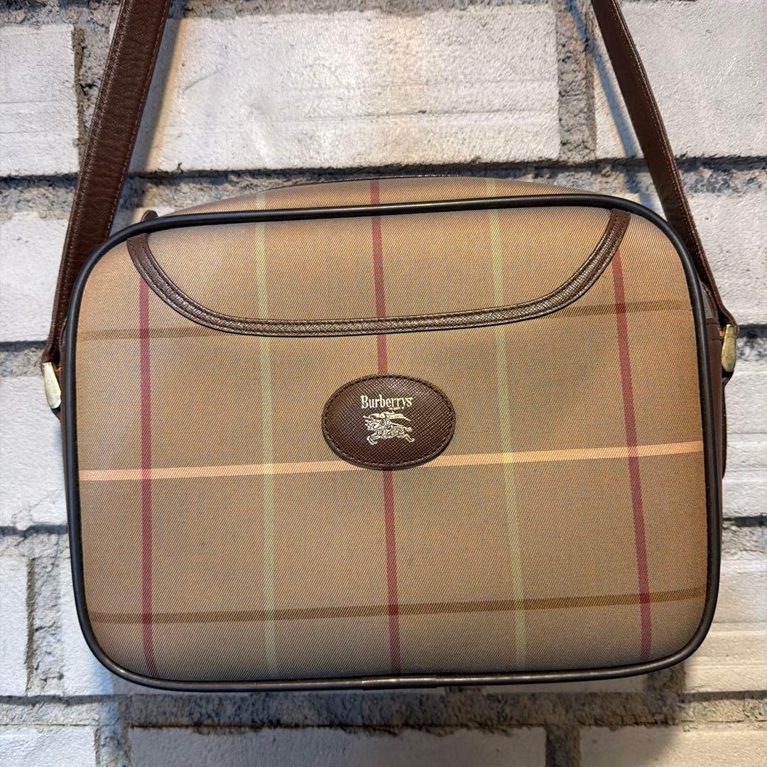 美品】Burberry バーバリー ショルダーバッグ ノバチェック キャンバス
