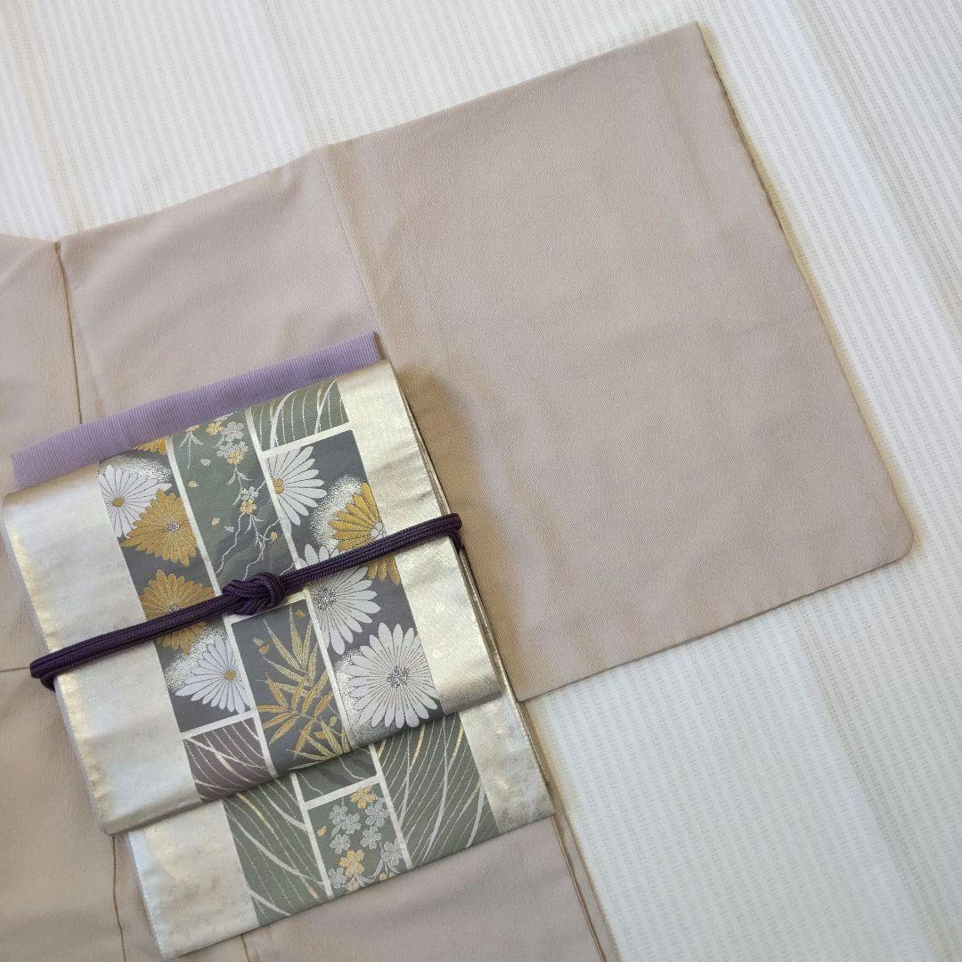 袋帯】圧倒的スタイリッシュ＊シルバー輝く短冊文様！/Obi/Vintage