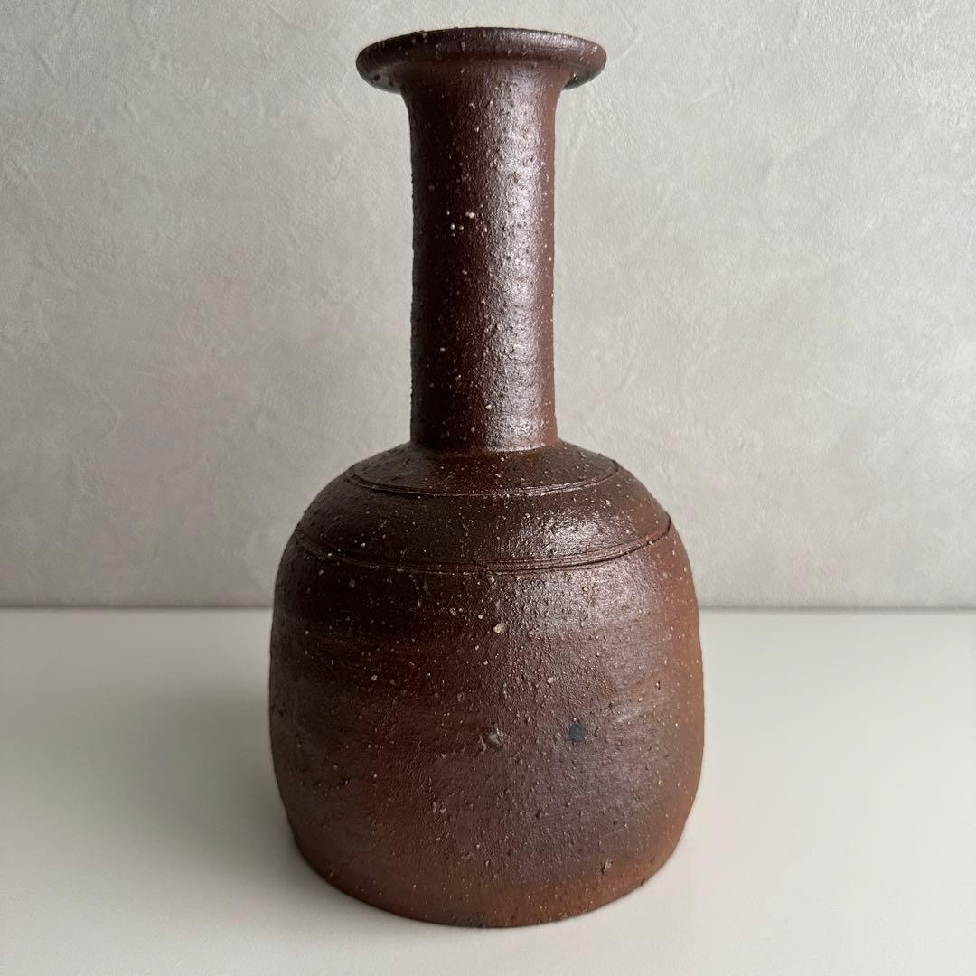 堀江英城 備前 花器 一輪挿 花入 共箱