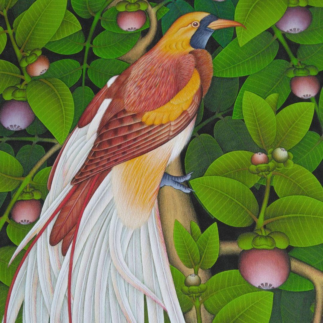 バリ 木彫りフレーム 絵画 超大型100×80