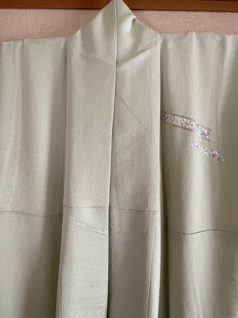 正絹 付け下げ汕頭刺繍 袷 裄丈69.5 身丈171 トール身幅広 ガード加工