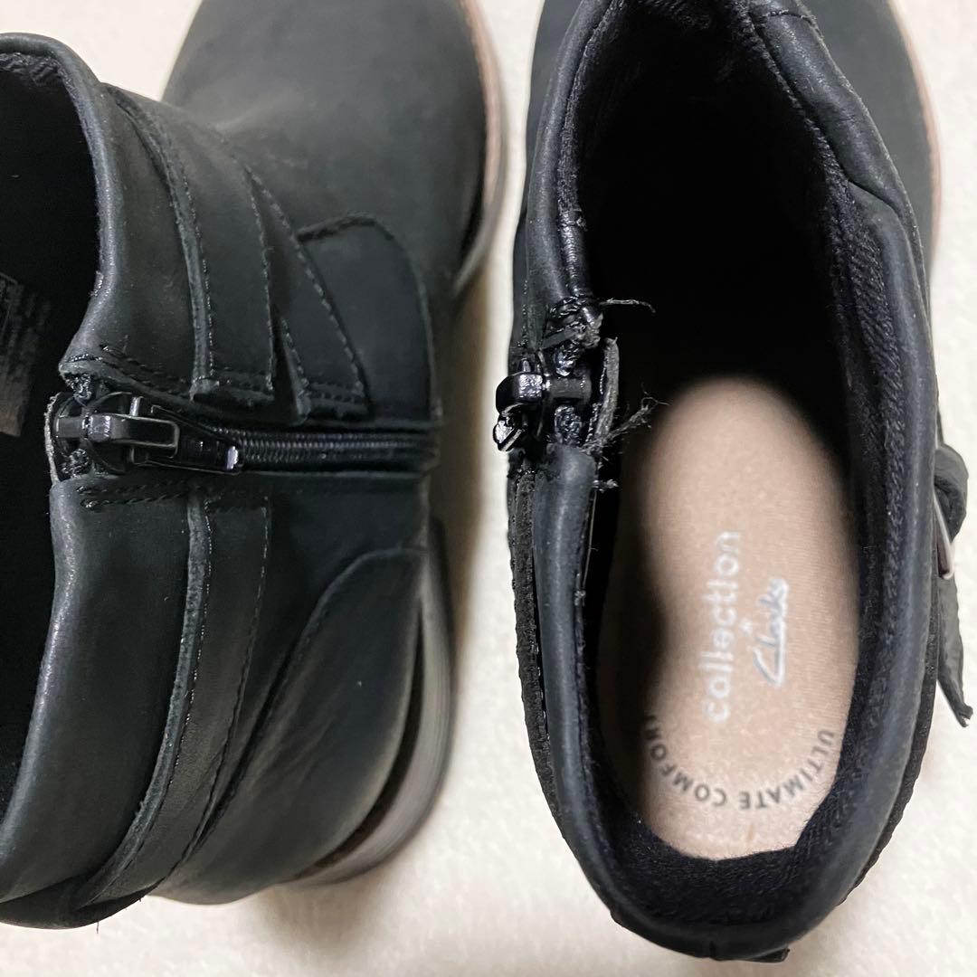 美品✨クラークス カムジン レザーショートブーツ サイドジップ