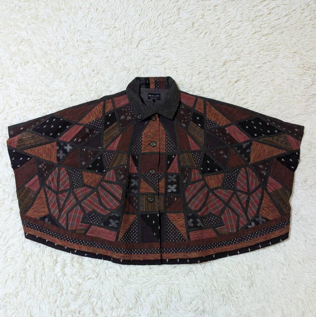 ギエモン オカモト商店 ポンチョ コート パッチワーク 久留米絣