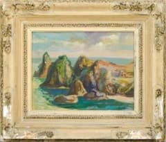 真作保証 高瀬三郎「谷川岳とこぶし」油彩 F6号 サイン有