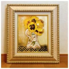 絵画 フランク・エル「パンジーのブーケ」額縁入/花の絵/インテリア