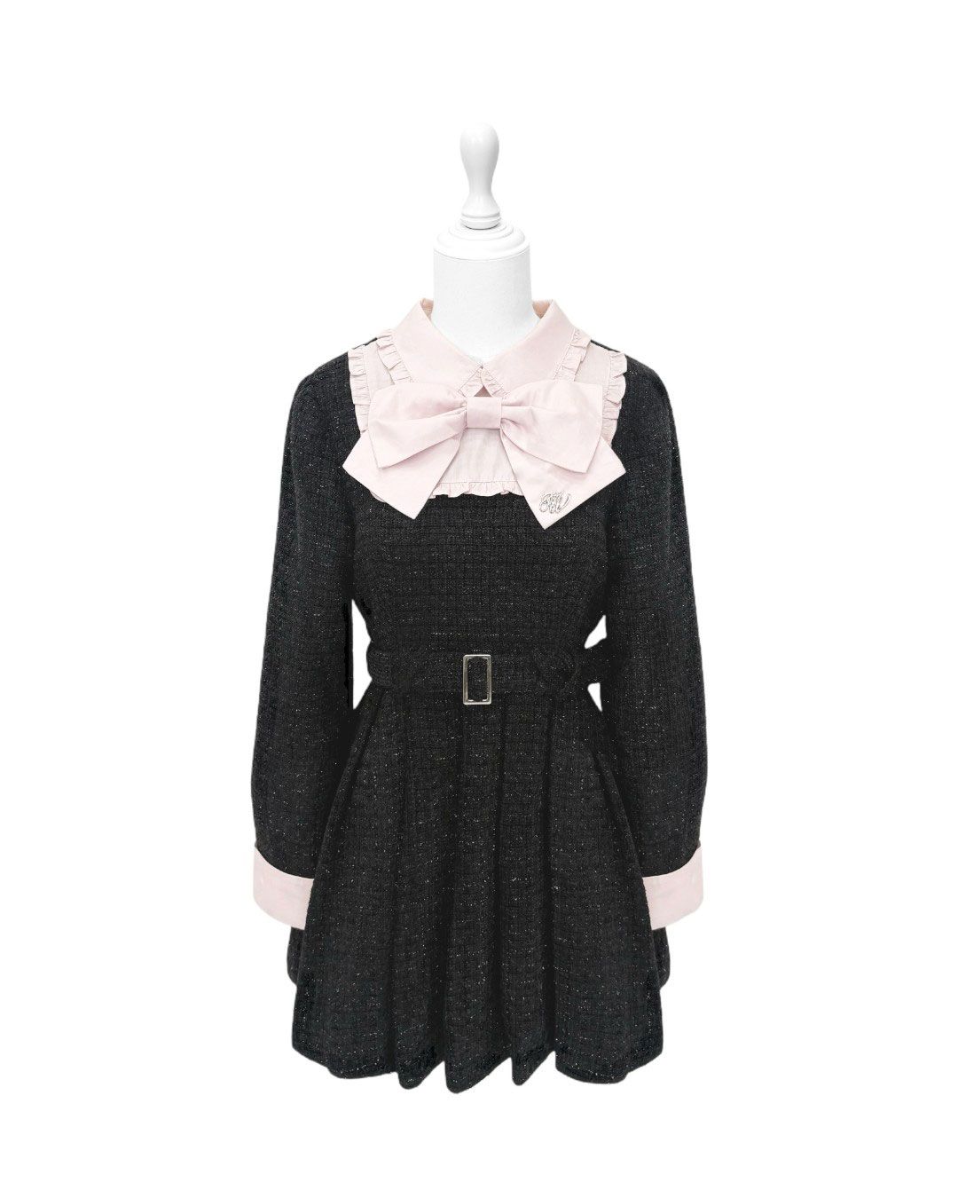 ビッグリボンツイードプリーツワンピース ホワイト | ファッション通販