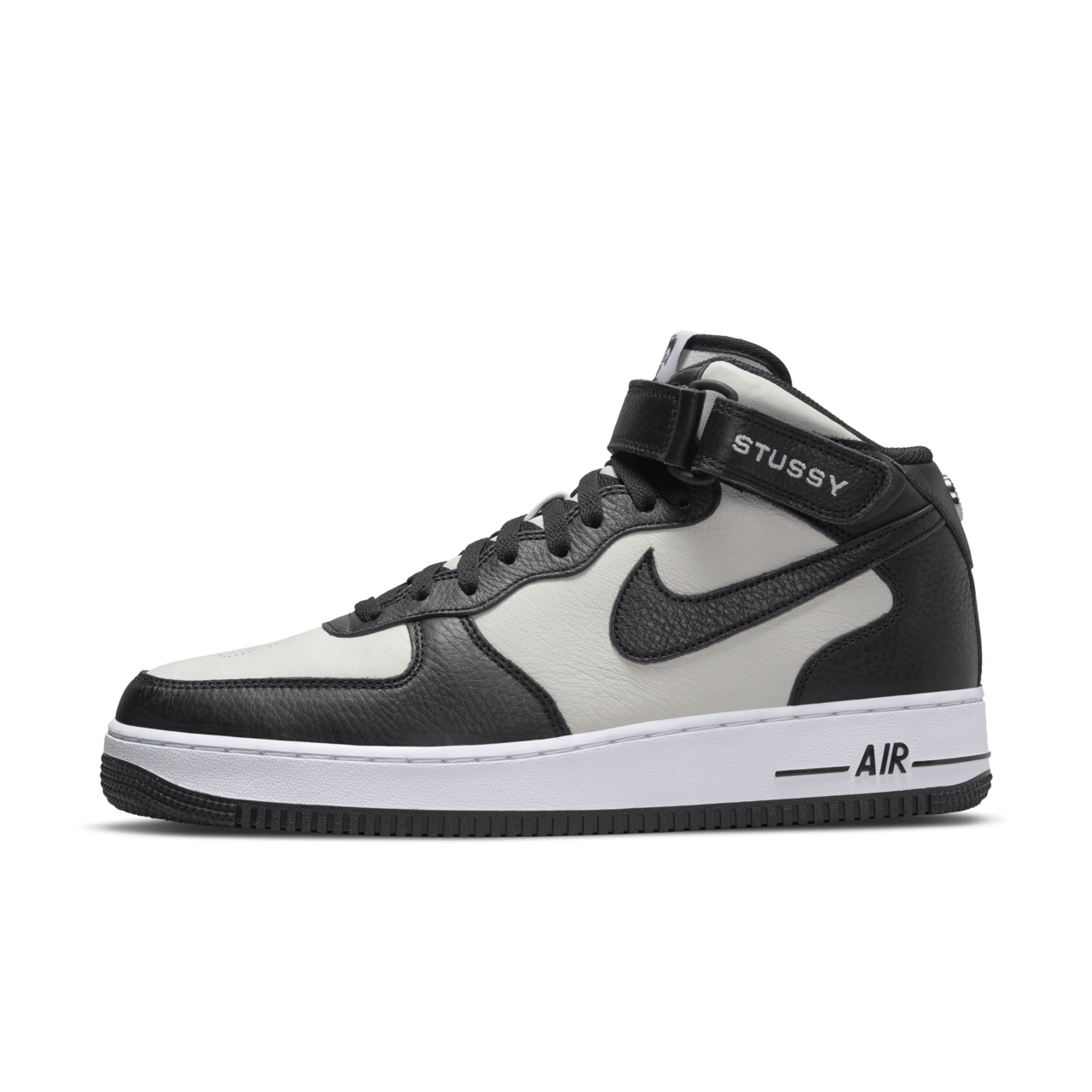 Air Force 1 Mid x Stüssy 'Black and Light Bone' (DJ7840-002