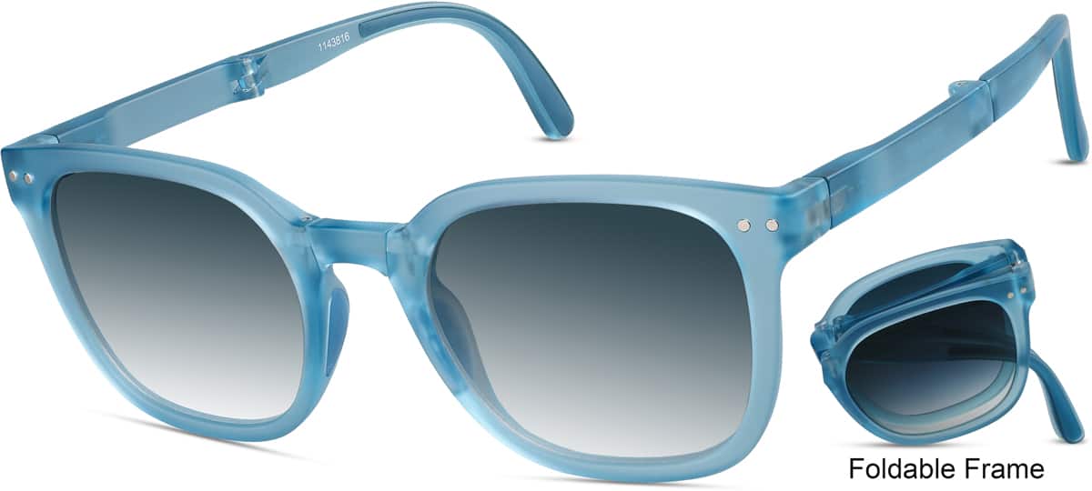 Blue Foldable Square Sunglasses #1143816 | Zenni Optical