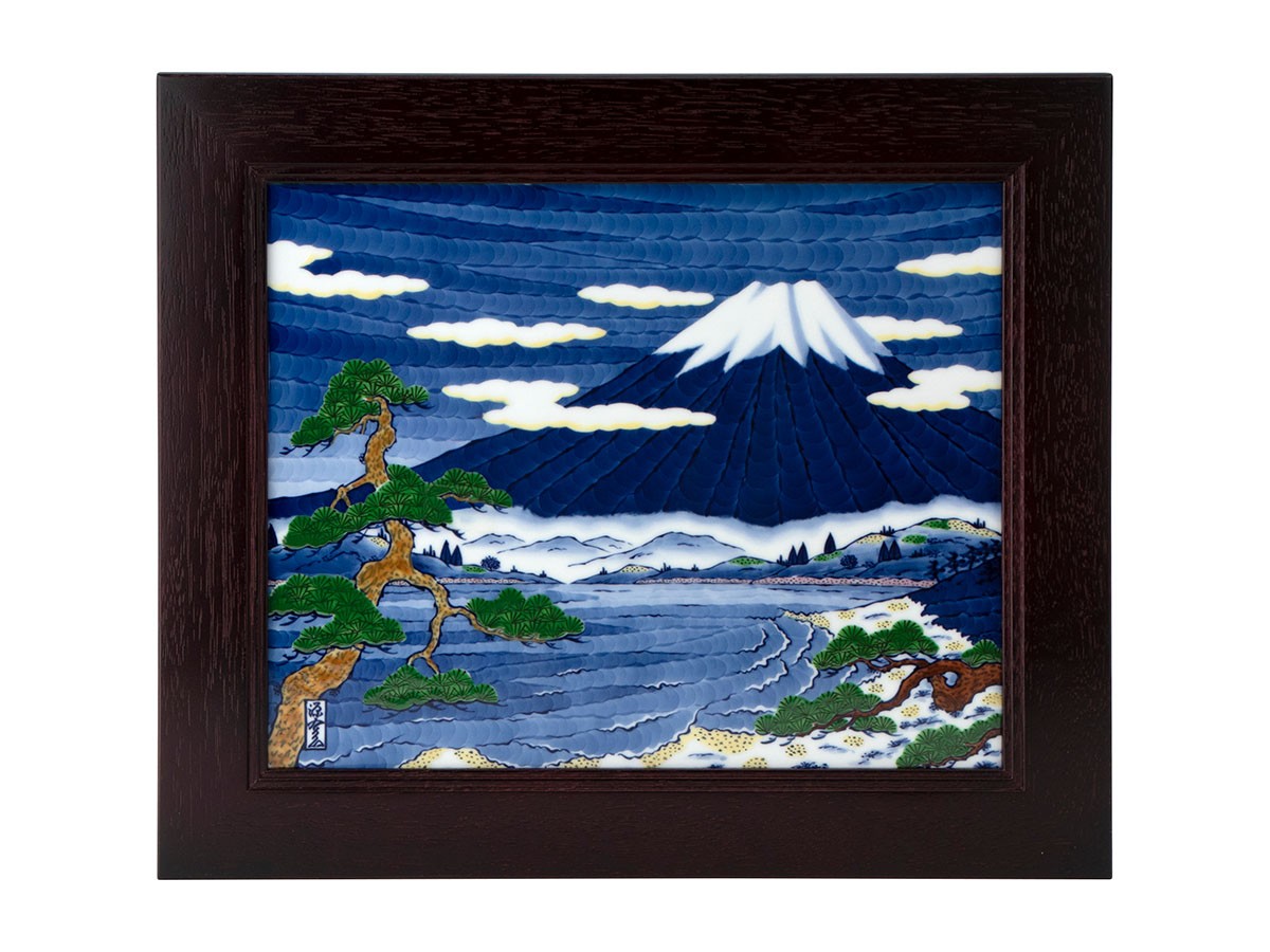 源右衛門 陶板絵 陶額 源右衛門窯 染錦富士図 陶額 / げんえもん
