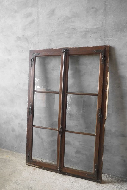 アンティーク ガラス窓枠 枠付き2枚セット B - FRANCEANTIQUE_STAGE