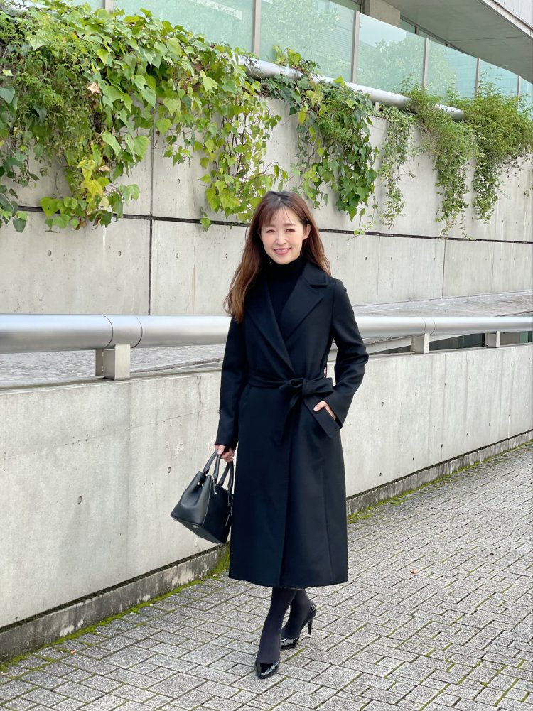 美品 wb ダブルビー カシミヤ100％ロングコート 黒 ブラック 796 大人