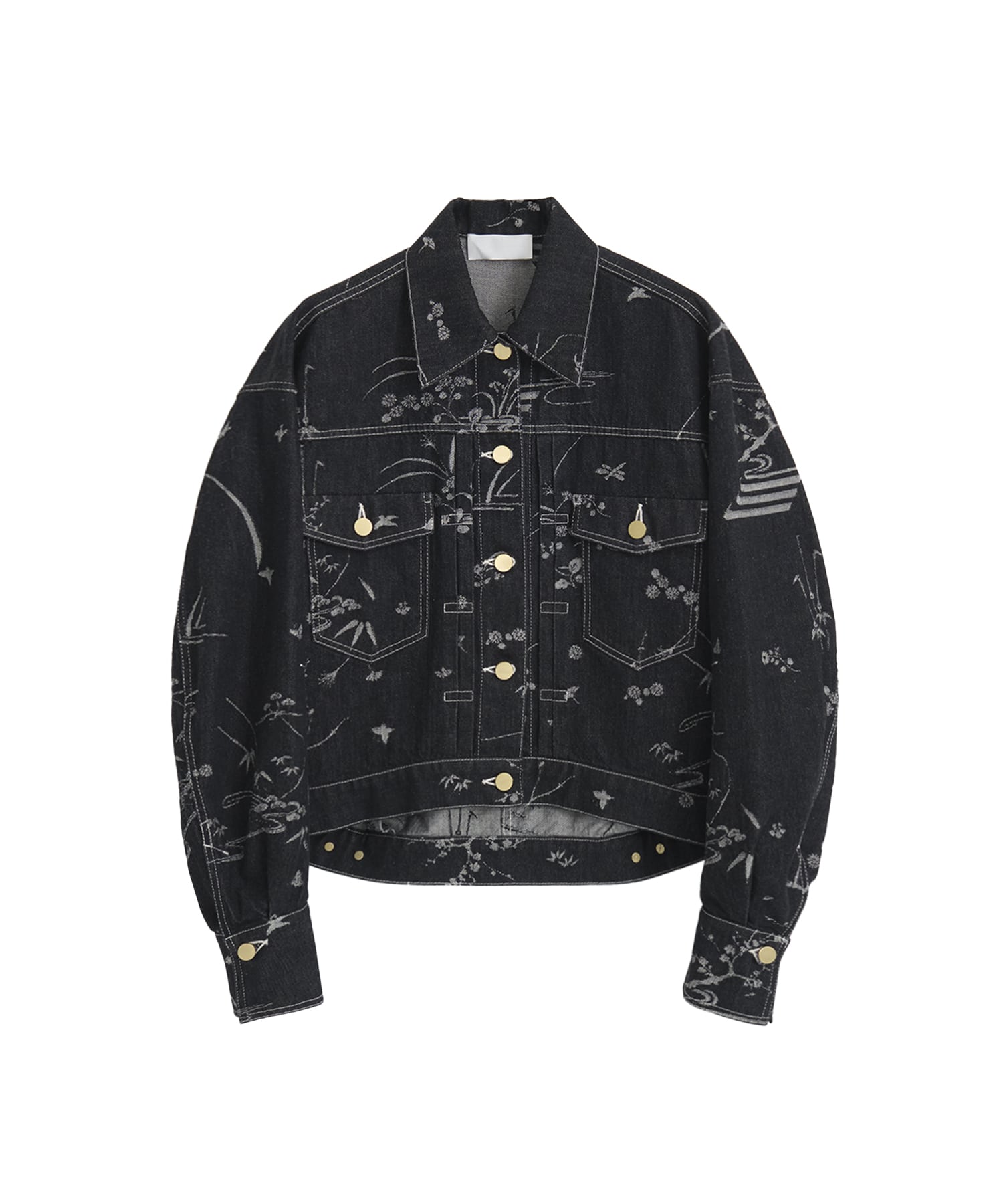 Nature Pattern Jacquard Short Denim Jacket(1 BLACK): Mame