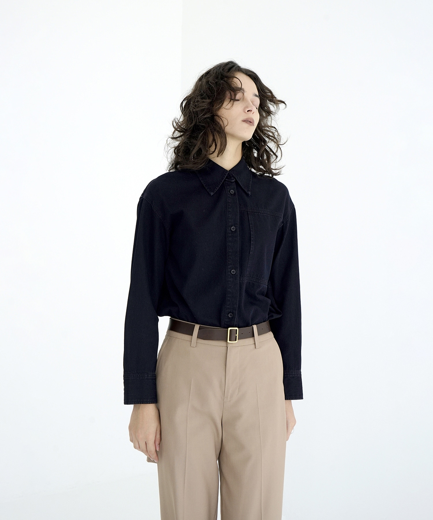 COMPACT DENIM SHIRTS(1 BLACK): CLANE: WOMENS｜ STUDIOUS ONLINE公式