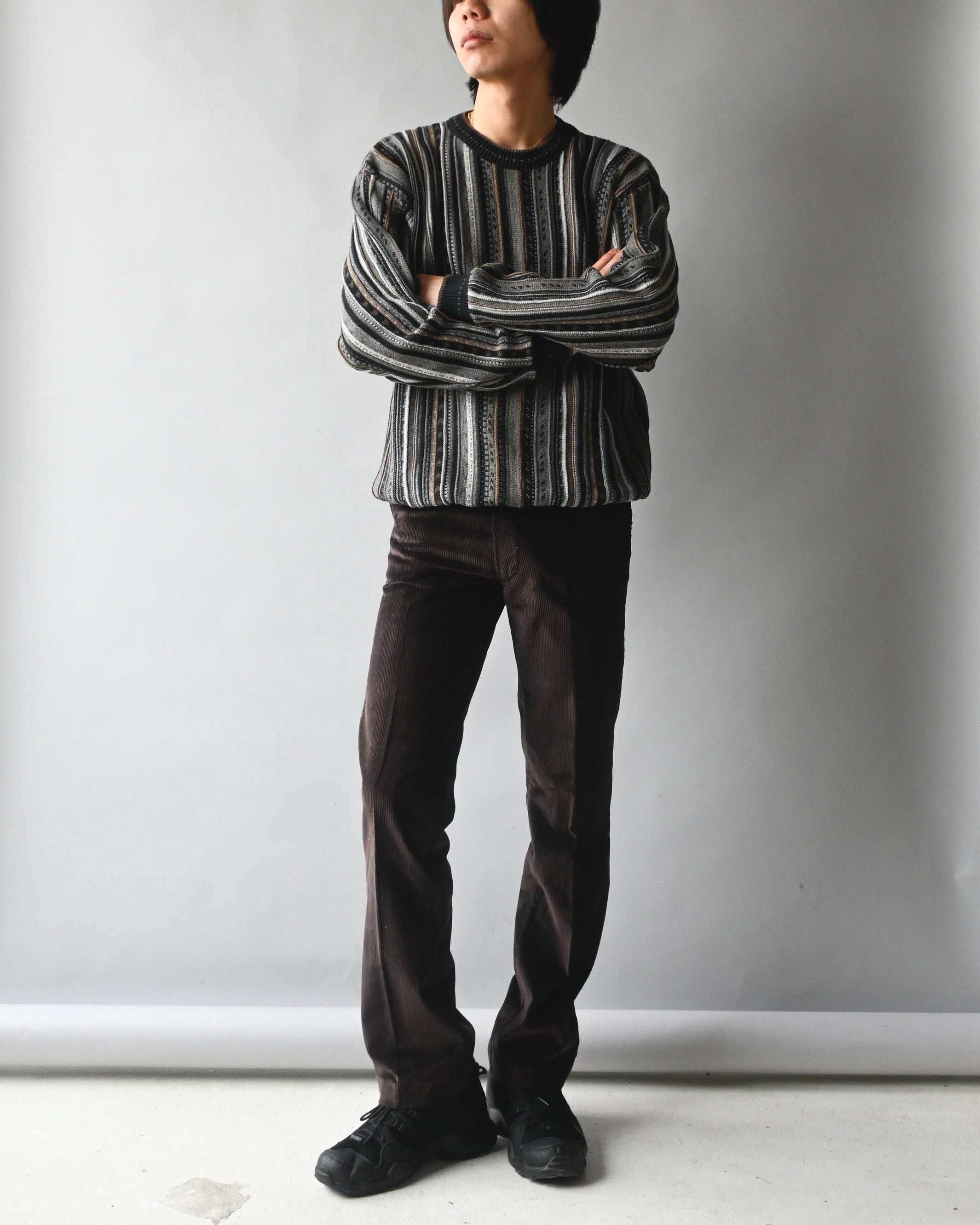 80年代 総柄3Dジャガードニットセーター | デッドストック