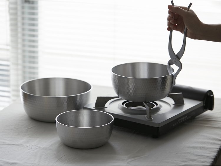 f*f様 料理人仕様アルミ製やっとこ鍋 5個セット ガス専用 打出ヤットコ