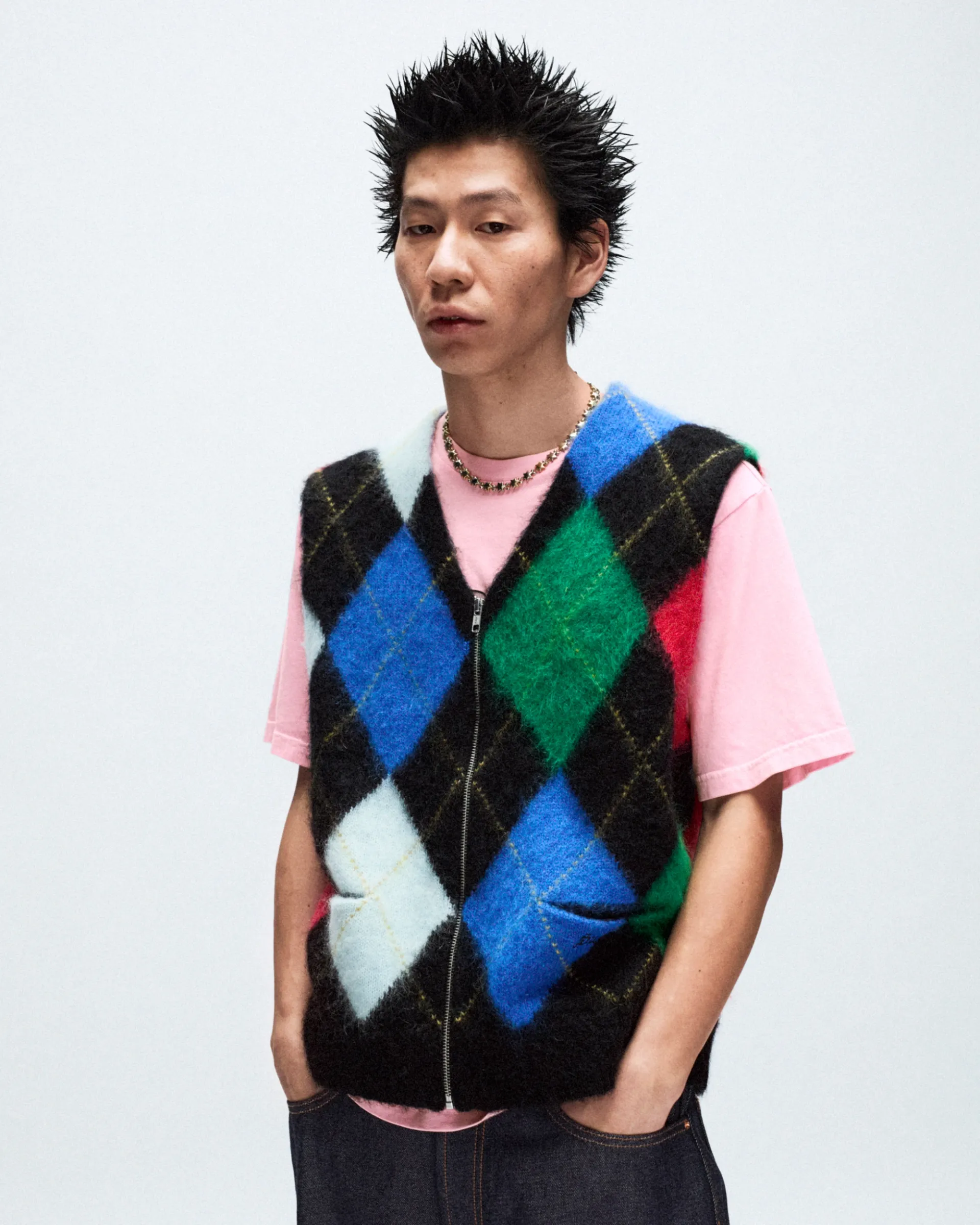 Brushed Argyle Zip Up Vest | Supreme 24ss