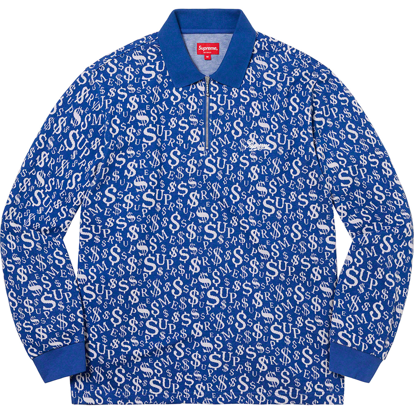 Currency Jacquard Zip L/S Polo | Supreme 22fw
