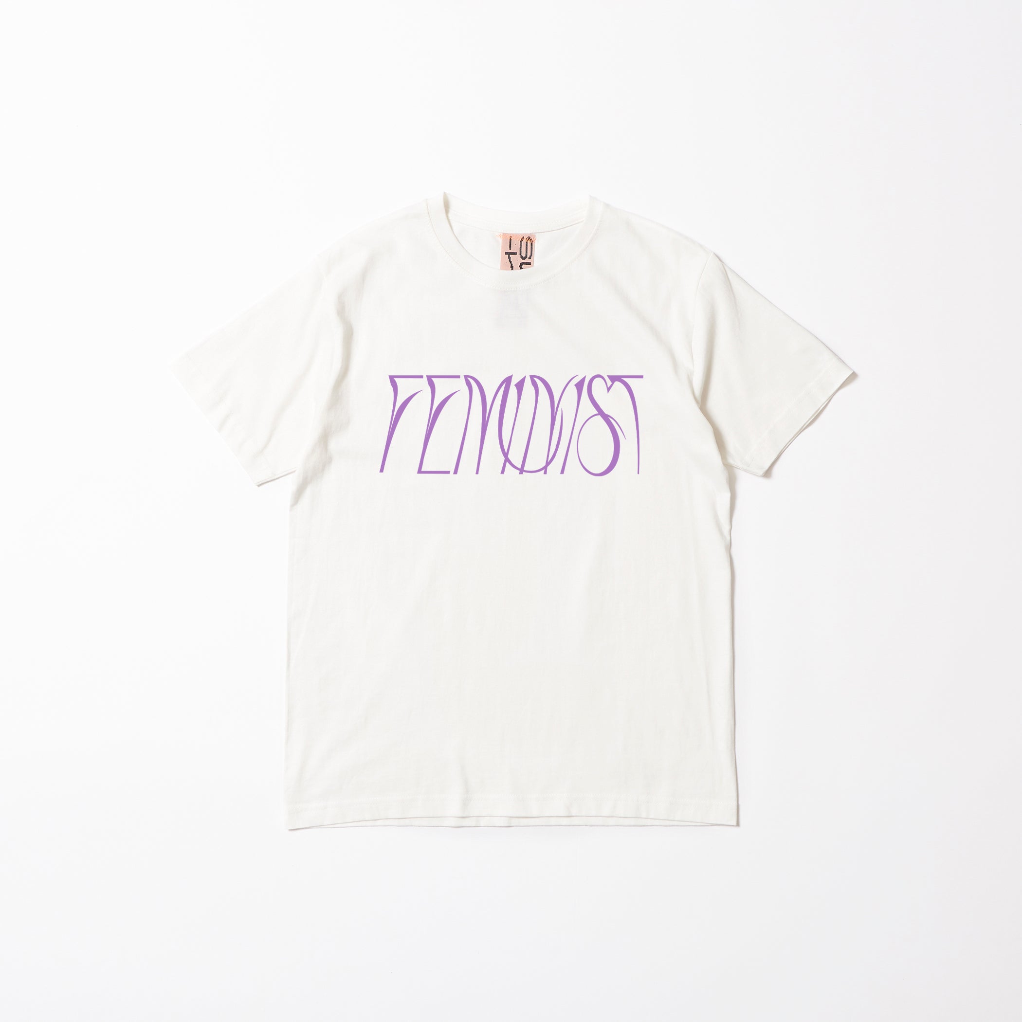 Tシャツ（白 / 文字パープル）｜Feminist × 家父長制の墓 – SUPER-KIKI