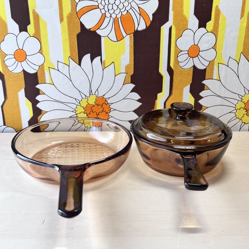 VISION FRANCE ビジョン コーニング ガラスフライパン18cmと蓋付き深型