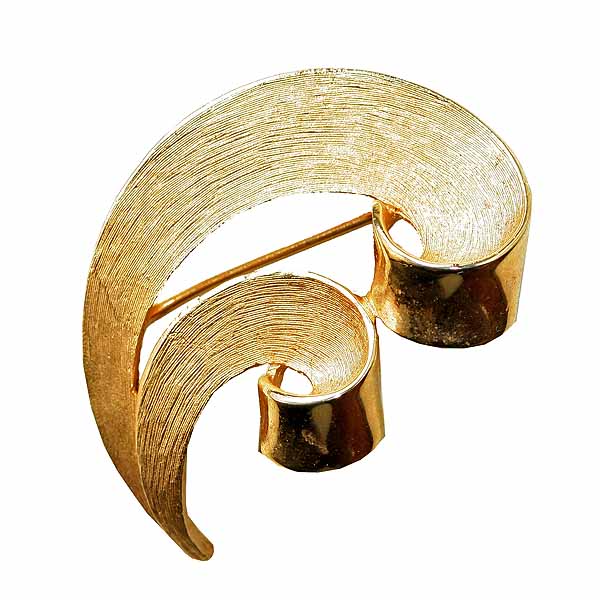 TRIFARIトリファリ 刻印1940年代 ゴールドプレートのデザインブローチ