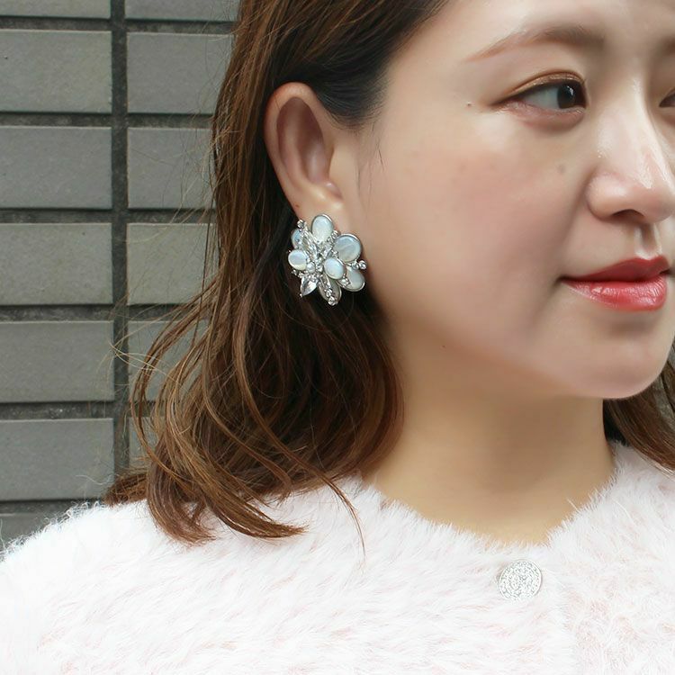 FLEUR DE NEIGE demi-parure】2wayブローチネックレス＆イヤリング
