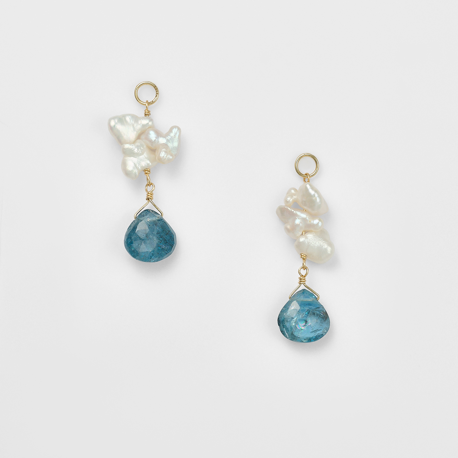 K10アクアマリン／淡水パールピアスチャーム｜ピアスチャーム