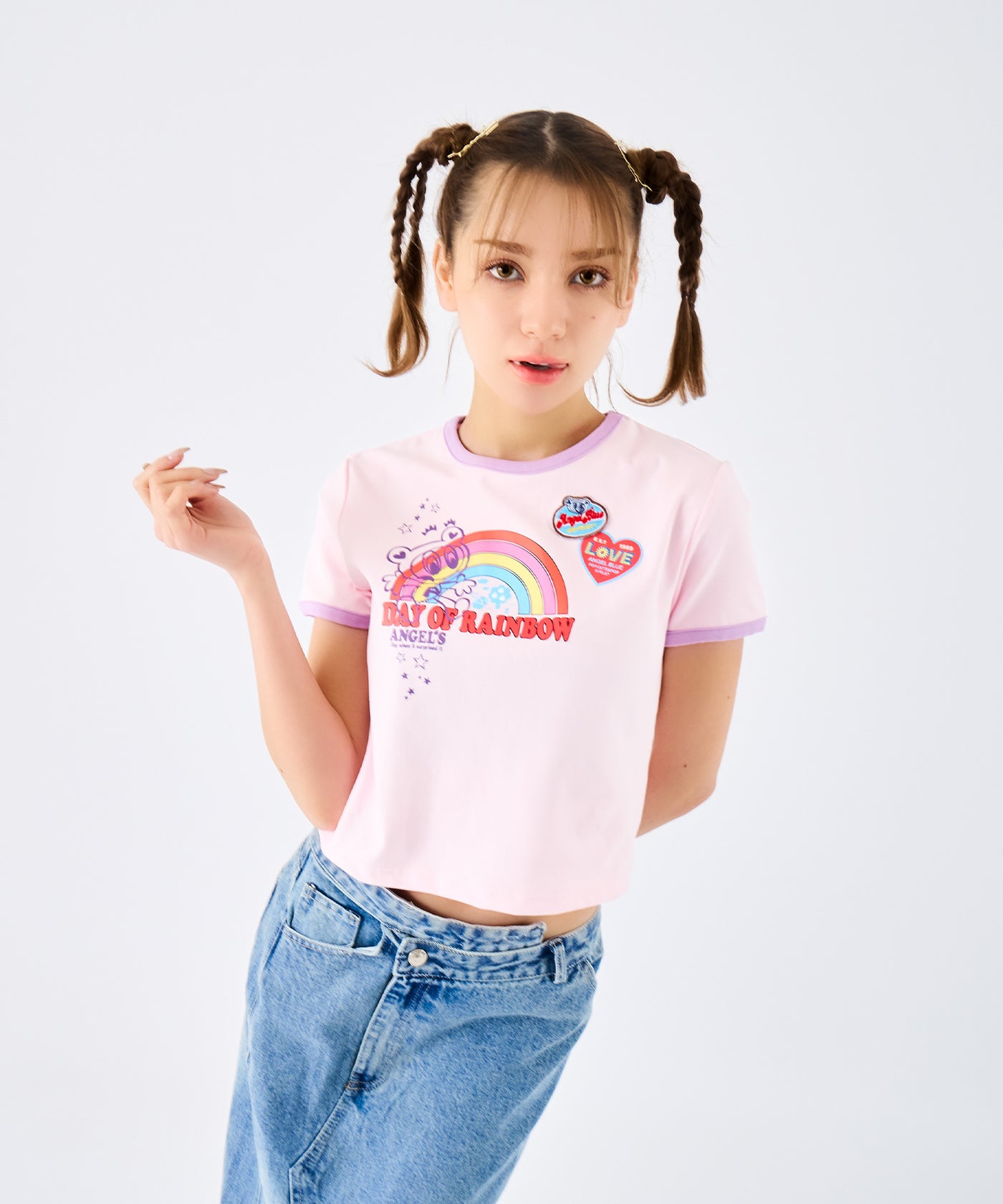 ANGEL BLUE|エンジェルブルー 35周年リンガーTシャツ 半袖 チビT ミニ