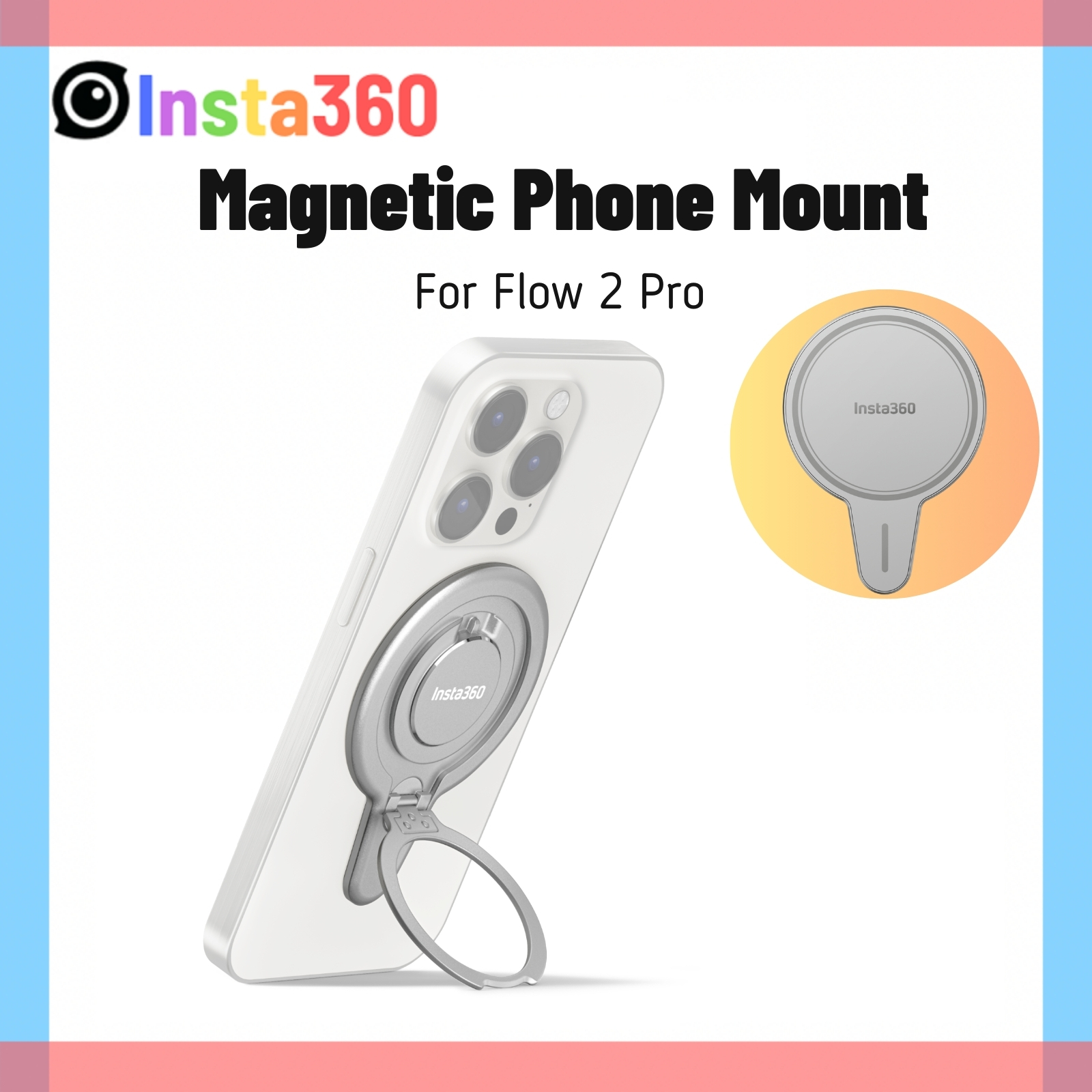 Insta360 Flow 2 Pro Magnetic Phone Mount Snap MagSafe Magnet Clamp