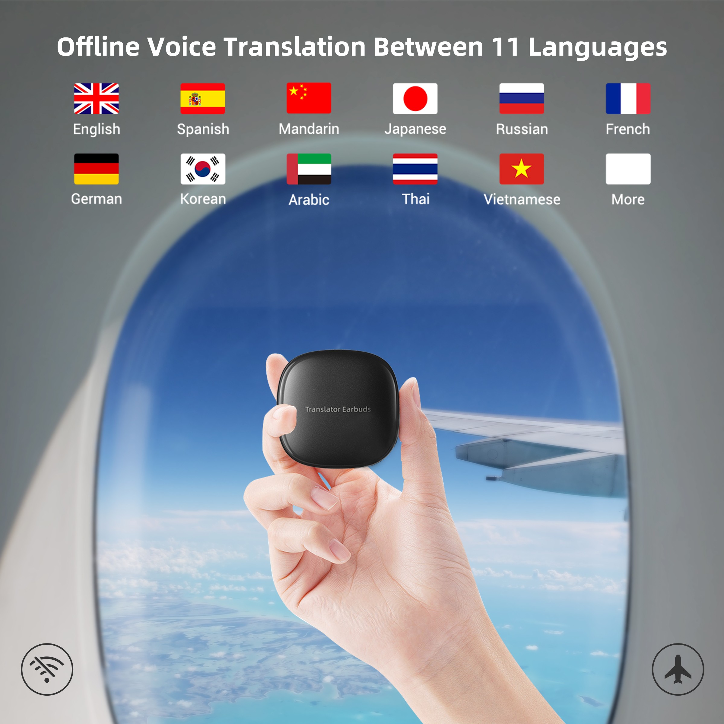 Wooask [M3] Translator Earbuds, Two-Way Offline Language